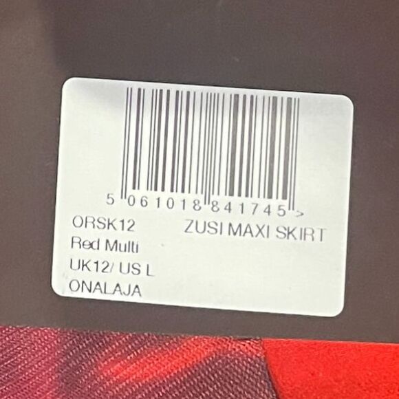 Onalaja Revolve Zusi Maxi Skirt Size Large Red Multi - Picture 10 of 10